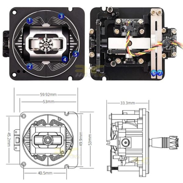 RadioMaster AG01 CNC Hall Gimbals for TX16S - Throttle & Centering (Set) TX-AG01