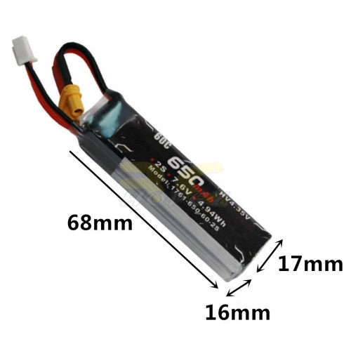 303dee758677adcafaf742deb0e89419.jpeg Alienmodel 2S HV 7.6V 650mAh 60C Lipo Battery with XT30 Plug AL650/60-2S