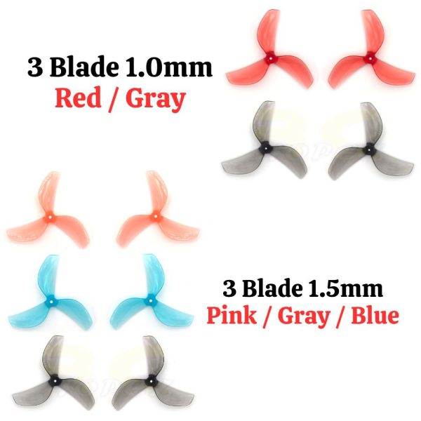 Gemfan 45-2 Blade / 45-3 Blade 45mm 1.0mm/1.5mm Hole (Optional) 4pair/8pcs Gem45