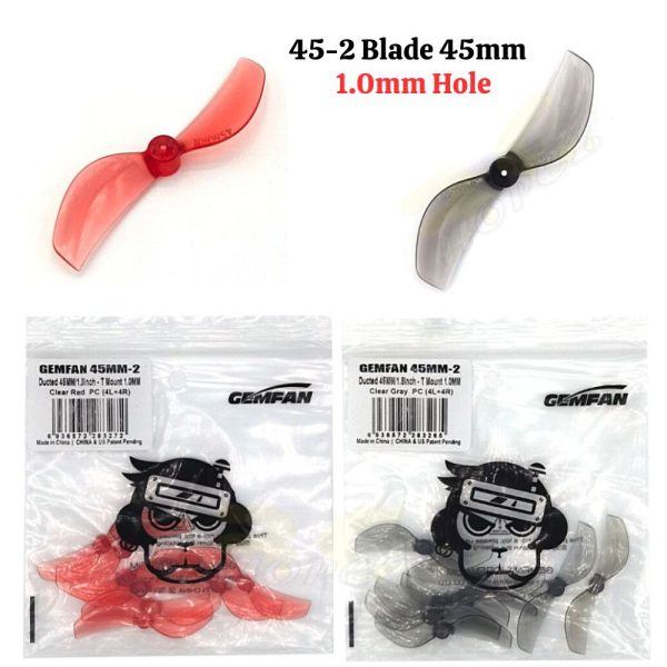 Gemfan 45-2 Blade / 45-3 Blade 45mm 1.0mm/1.5mm Hole (Optional) 4pair/8pcs Gem45