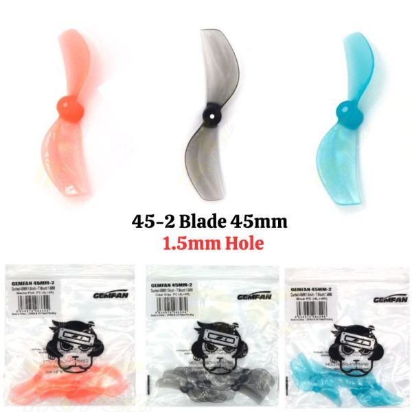 Gemfan 45-2 Blade / 45-3 Blade 45mm 1.0mm/1.5mm Hole (Optional) 4pair/8pcs Gem45