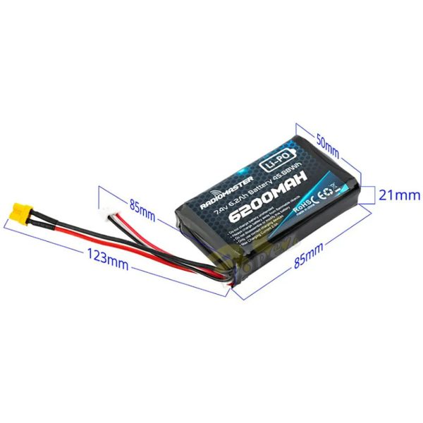 RadioMaster 6200mah 2S Lipo Transmitter Battery with XT30 Plug For Boxer / TX16S M6200