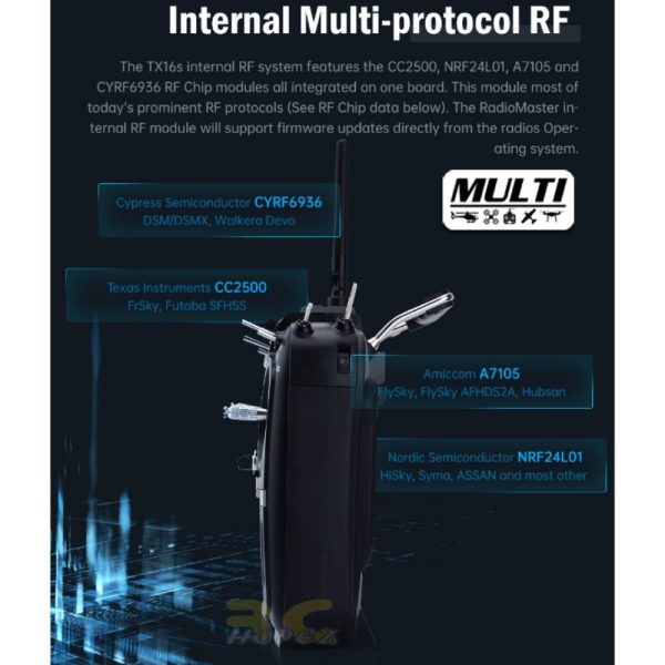 RadioMaster TX16S Hall Sensor Gimbals 2.4G 16CH Multi-protocol RF System OpenTX W/5000mah 7.4V Li-ion Battery TX16S-Hall