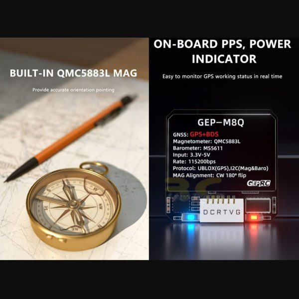 0c441532d5f85128dc06a1224c8473c0.jpeg GEPRC GEP-M8Q GPS Module - GLONASS MS5611 Barometer Compass GEP-M8Q