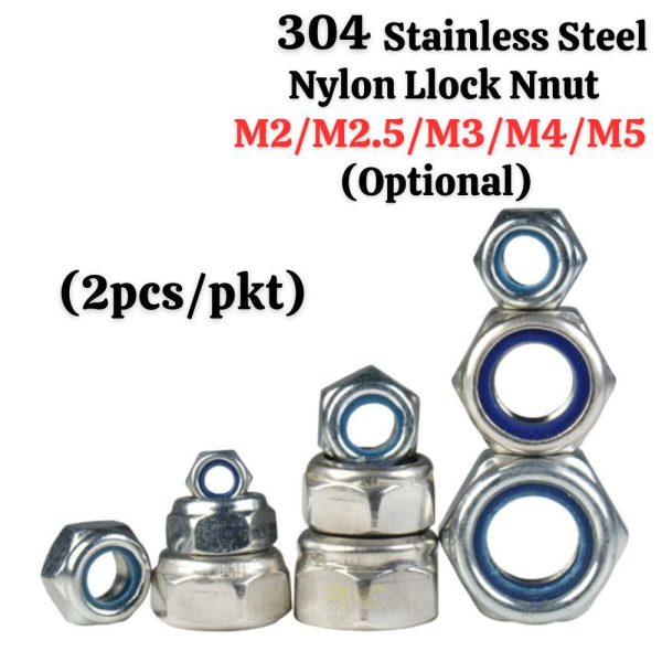 2cc63115ed93f561c9a9141aa11b6c8e.jpeg Nylon Lock Nut M2 M2.5 M3 M4 M5 304 Stainless Steel Hexagon Locknut (2pcs/pack) SJLMN
