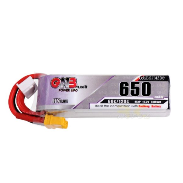 3f586164e29cd4cdcd0792a31469d593.jpeg Gaoneng GNB 15.2HV 650mAh 60C 4S Lipo Battery with XT30 Plug GNB650/60-4S