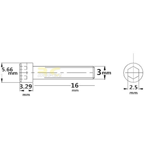 Hexagon Cap Screw M3mm x 16mm (20pcs/pkt) CM316N