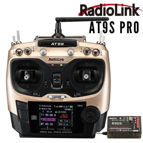 Radiolink AT9S PRO 2.4G 10/12 CH Transmitter Support T8S Crossfire CRSF with R9DS Receiver (Free Screen Protector)