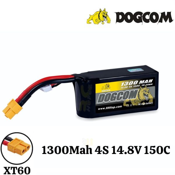 8843c59f97f12b212caf2a7fd35717c3.jpeg Dogcom 14.8V 1300mAh 150C 4S Lipo Battery With XT60 Plug DCM1300/150-4S