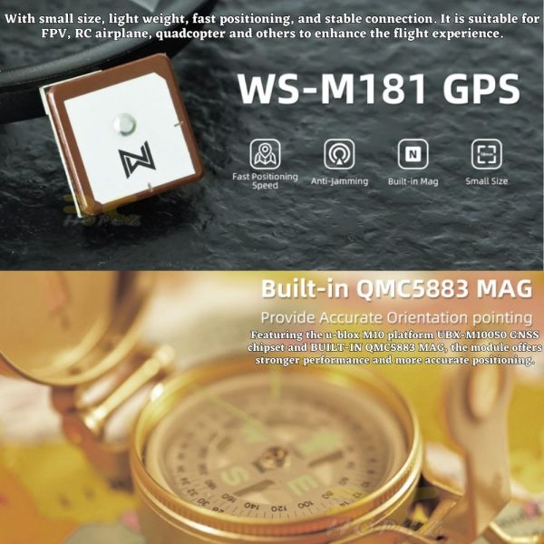 Caddx Walksnail WS-M181 GPS M10 GNSS BUILT-IN QMC5883 Compass Module WN-M181GPS