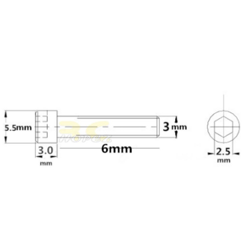 Hexagon Cap Screw M3mm x 6mm (20pcs/pkt) CM306A
