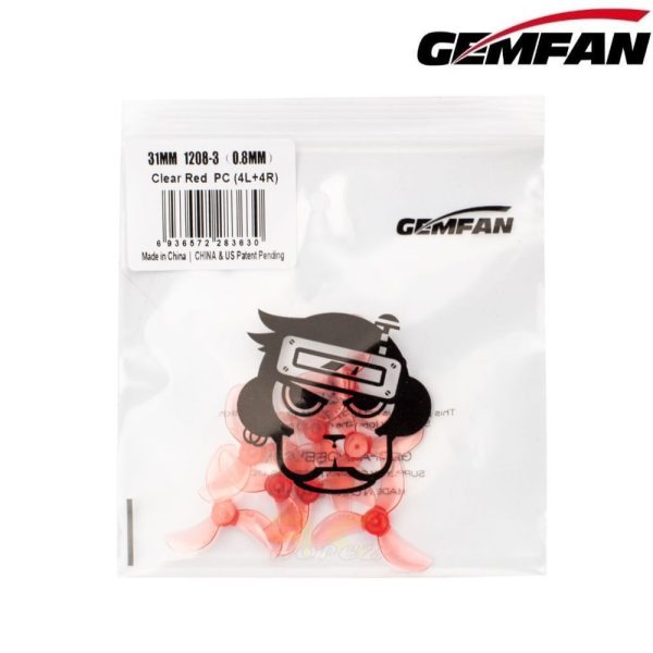 658f4351631344c56cf02df6de577c4d.jpeg Gemfan 1208-3 31mm Single Hole 0.8mm/1.0mm/1.5mm Shaft Propeller (4 pairs/8pcs) Gem1208-3