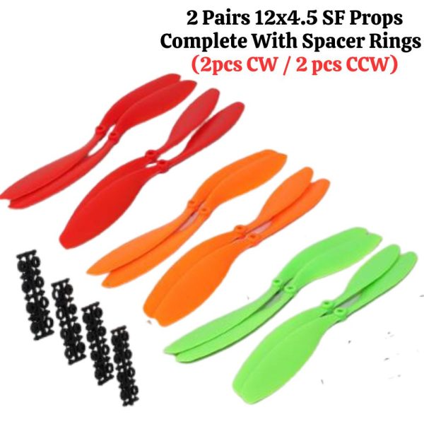 12x4.5 SF Props Complete With Spacer Rings  (2pcs CW / 2 pcs CCW) 2 Pairs 2582N