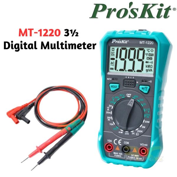 ProsKit MT-1220 / MT1220 3 1/2 Compact Digital Multimeter DC AC Voltage Current Tester Universal Meter MT-1220