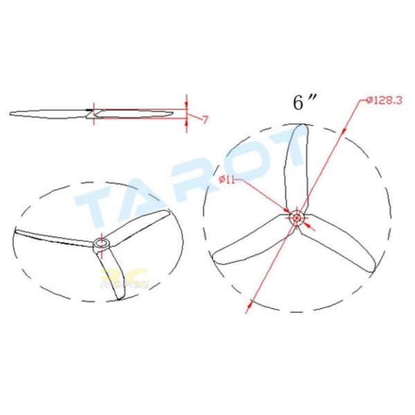8e53449e95d0875ff3bea0a812859679.jpeg Tarot 6045 3-Blade Carbon Fiber CW/CCW (1 Pair) TL300E9