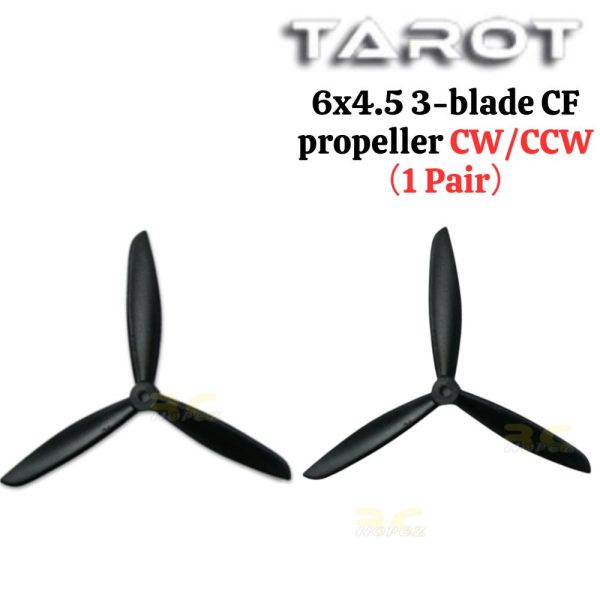 Tarot 6x4.5 3-blade CF propeller CW/CCW (1 Pair) TL6045