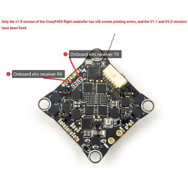Happymodel CrazyF405HD ELRS 1-2S AIO FC (25.5×25.5mm) built-in UART ELRS Receiver and 12A ESC for FPV drone HP-CrazyF405