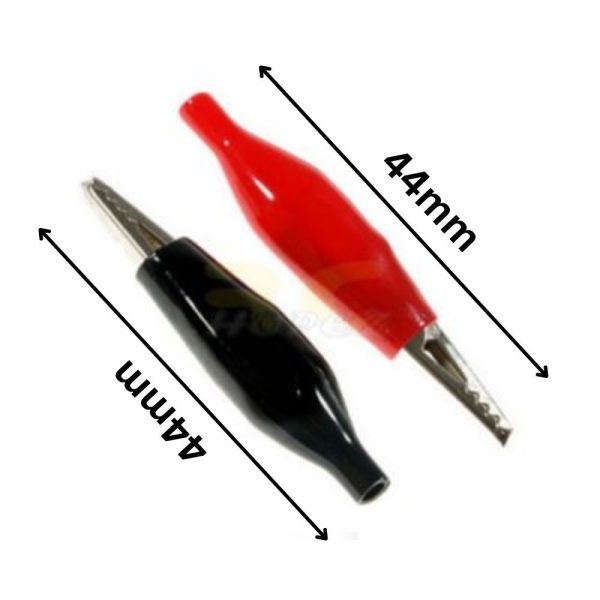 Crocodile Clips 44mm 1 Red/ 1 Black ( 1 Pair ) CRCLPR