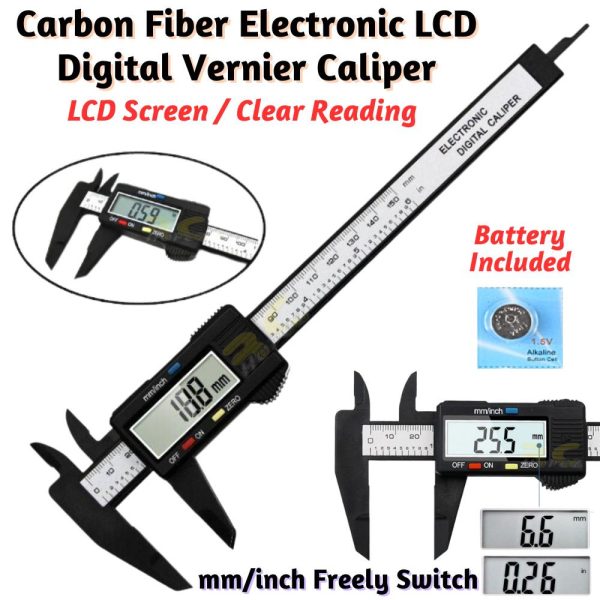 0-150mm 6 Inch Vernier Caliper Carbon Fiber Electronic LCD Digital Vernier Caliper Rule Gauge Micrometer BG-Caliper