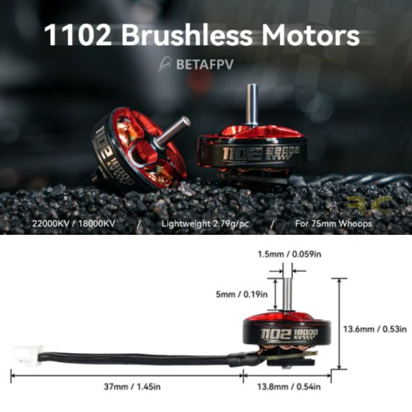 f7d75cf14632e974a86c33b3c667bf77.jpeg BetaFPV 1102 18000/22000KV (Option) 2022 1S 1.5mm Shalf (37mm cable length) Brushless Motor Compatible 75mm whoop BT1102