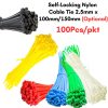 100Pcs/pkt Self-Locking Multi-Purpose Nylon Cable Tie 2.5mm x 100/150mm (Optional) CT-2.5mm