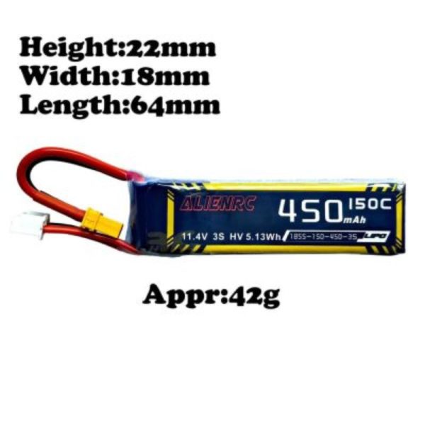 21ce48f19fcd433bbc7677f46b06e92e.jpeg Alienmodel 3S HV 11.4V 450mAh 150C Lipo Battery with XT30 Plug AL450/150-3SL