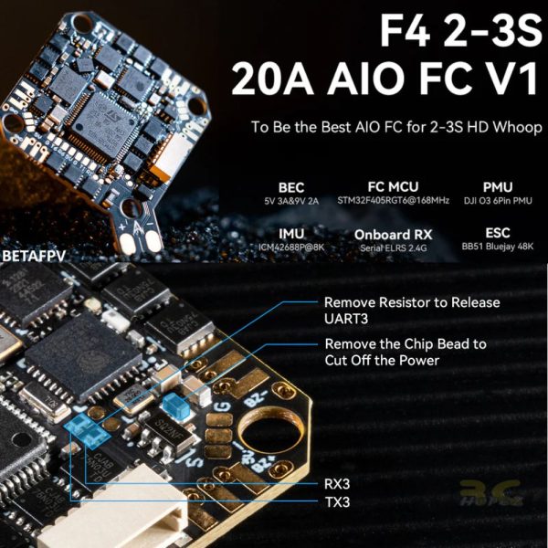 484a9c8a24e5b2fa5c8f4425ce194f4d.jpeg BetaFPV F4 20A AIO FC V1 ELRS 2.4G 2-3S (26X26mm) Brushless Flight Controller For Pavo Pico Whoop BT-F4AIO20