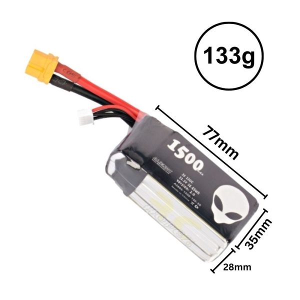 4b7a431189f354a147917c2d96c4637e.jpeg Alienmodel 3S 11.1V 1500mAh 130C Lipo Battery with XT60 Plug AL1500/130-3S
