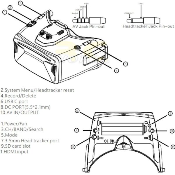 Skyzone  Cobra X V4 5.8GHz 48CH 1280X720 LCD SteadyView Receiver FPV Goggles With Head Tracker DVR CobraX-V4