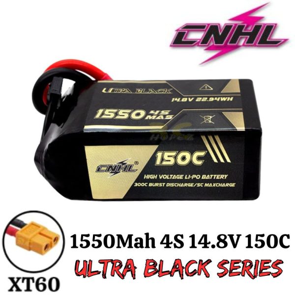 742113a310480be69a6b6c87d8924502.jpeg CNHL Ultra Black Series 14.8V 1550mAh 150C 4S Lipo Battery with XT60 Plug CNHL1550/150-4S