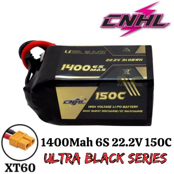 7e5335f782bb9726a6c704fef77805d1.jpeg CNHL Ultra Black Series 22.2V 1400mAh 150C 6S Lipo Battery with XT60 Plug CNHL1400/150-6S