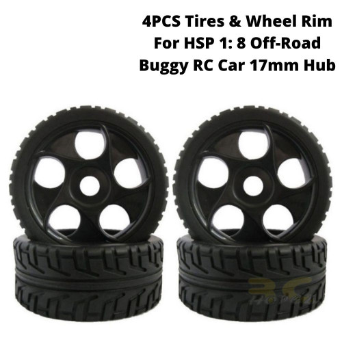 4PCS Tires & Wheel Rim For HSP 1: 8 Off-Road Buggy RC Car 17mm Hub GF-18063