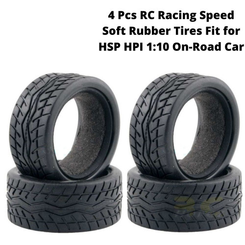 4 Pcs RC Racing Speed Soft Rubber Tires Fit for HSP HPI 1:10 On-Road Car Tire-005-d