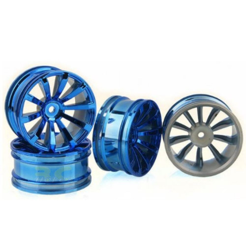 4pcs Plastic Wheel Rim Offset 6mm For RC 1:10 On-Road Car (Blue) HUB-010-c