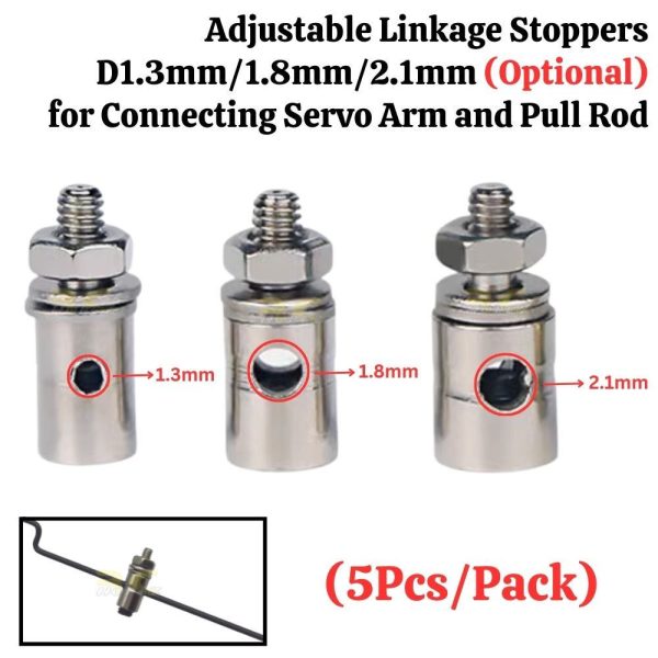 (5Pcs/Pack) Adjustable Linkage Stoppers D1.3mm/1.8mm/2.1mm (Optional) for Connecting Servo Arm and Pull Rod FP3042N