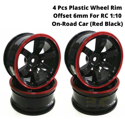 0b4ef3993be30c67520f248220152da3.jpeg 4 Pcs Plastic Wheel Rim Offset 6mm For RC 1:10 On-Road Car (Red Black) Hub-018-a