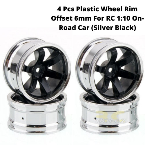 4 Pcs Plastic Wheel Rim Offset 6mm For RC 1:10 On-Road Car (Black) Hub-019-d