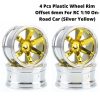 4 Pcs Plastic Wheel Rim Offset 6mm For RC 1:10 On-Road Car (Yellow) Hub-019-c