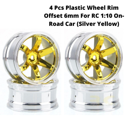 4 Pcs Plastic Wheel Rim Offset 6mm For RC 1:10 On-Road Car (Yellow) Hub-019-c