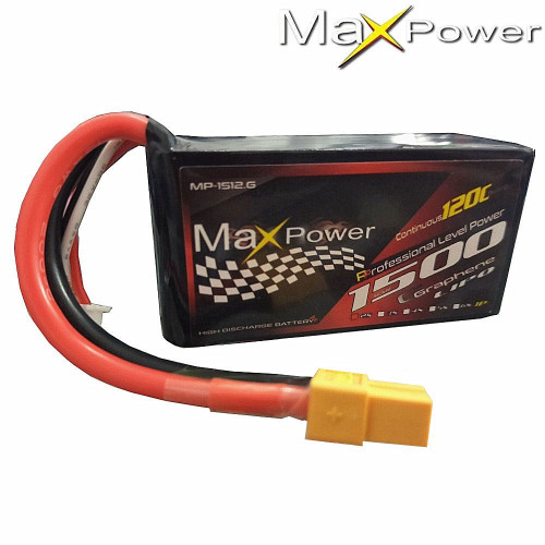 maxpower-graphene-lipo-7-4v-1500mah-120c-2s-lipo-battery-with-dean-plug