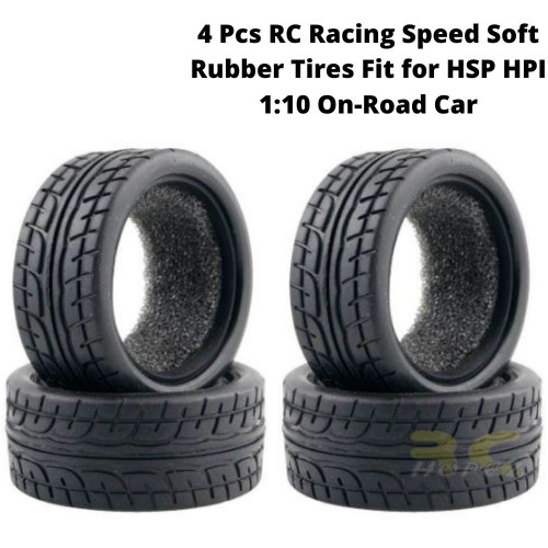 4 Pcs RC Racing Speed Soft Rubber Tires Fit for HSP HPI 1:10 On-Road Car Tire-005-c