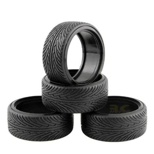 4 Pcs RC Drift Tires Racing Speed Hard Tyre for 1:10 On-Road Car (Black) Tire-002-a