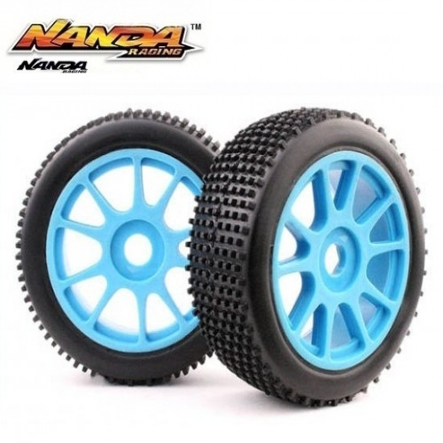 Nanda Racing WB1031 Blue 10 Spoke Tires 1/8 off-road Buggy 2pcs