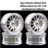 4pcs Plastic Wheel Rim Offset 6mm For RC 1:10 On-Road Car (Silver) HUB-010-f