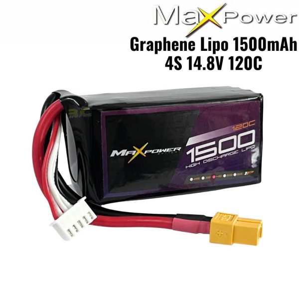 Maxpower Graphene Lipo 14.8V 1500mAh 120C 4S Lipo Battery with XT60 Plug MP1512-4G