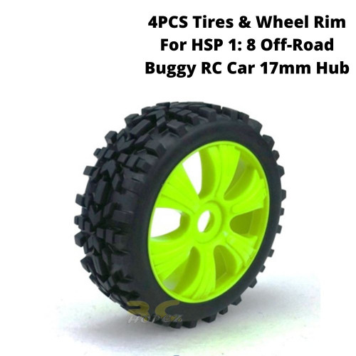 4PCS Tires & Wheel Rim For HSP 1: 8 Off-Road Buggy RC Car 17mm Hub GF-18914