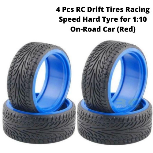 4 Pcs RC Drift Tires Racing Speed Hard Tyre for 1:10 On-Road Car (Blue) Tire-003-c