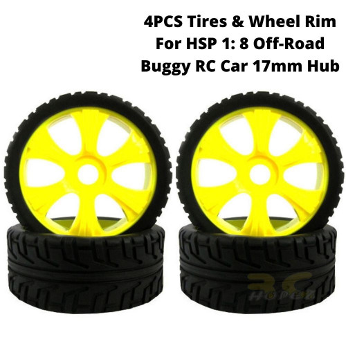 4PCS Tires & Wheel Rim For HSP 1: 8 Off-Road Buggy RC Car 17mm Hub GF-18039