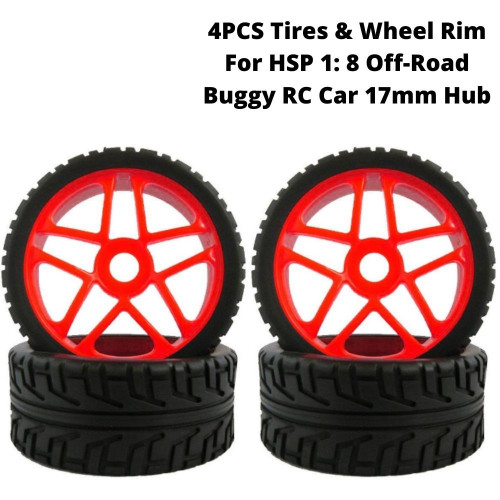 4PCS Tires & Wheel Rim For HSP 1: 8 Off-Road Buggy RC Car 17mm Hub GF-18091