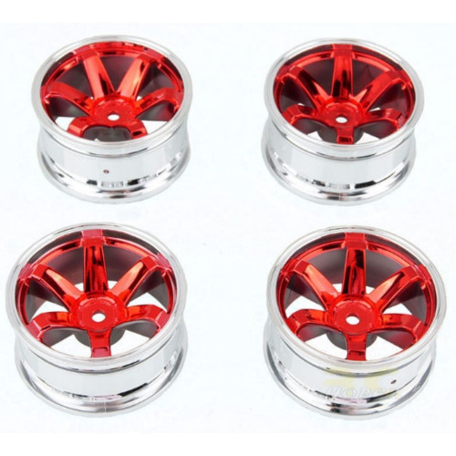 4 Pcs Plastic Wheel Rim Offset 6mm For RC 1:10 On-Road Car (Red) Hub-019-a